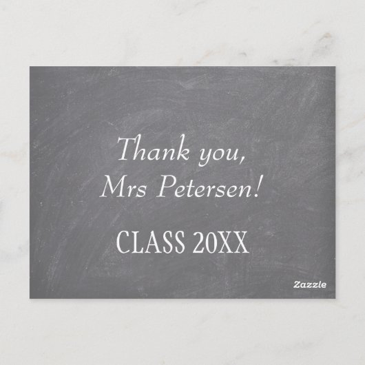 Naam leraar dank je rode appel krijtbord briefkaart (Achterkant)