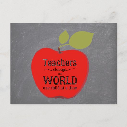 Naam leraar dank je rode appel krijtbord briefkaart (Voorkant)