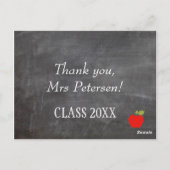 Naam leraar dank u witte typografie schoolbord briefkaart (Achterkant)