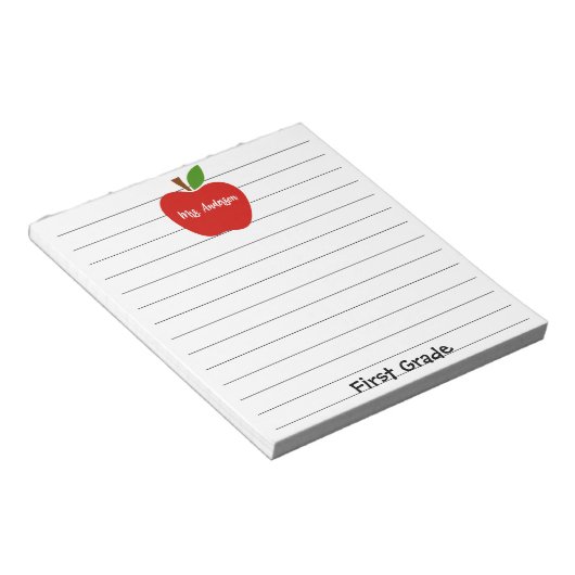 Naam leraar en Grade Apple Notitieblok (Schuin)
