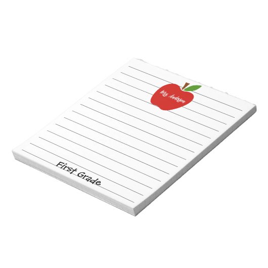 Naam leraar en Grade Apple Notitieblok (Linkerzijde)