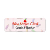 Naam leraar en roze label klasse (Voorkant)