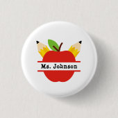 Naam leraar: Gepersonaliseerd rood appel Ronde Button 3,2 Cm (Voorkant)