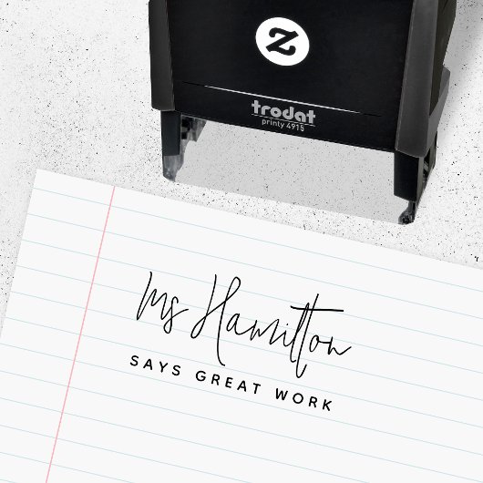 Naam leraar Geweldig werk School markering Zelfinktende Stempel