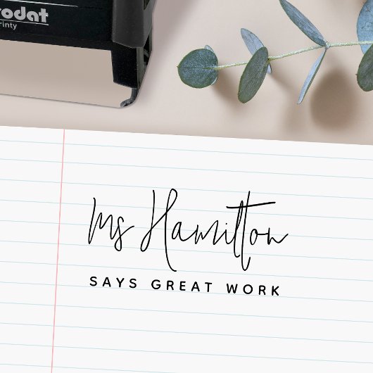 Naam leraar Geweldig werk School markering Zelfinktende Stempel