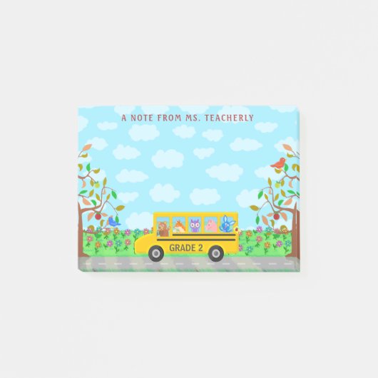 Naam leraar klaslokaal | Schuif op bus Post-it® Notes (Voorkant)