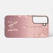 Naam Letter - Aangepaste Roos - Blush Glitter Driv Samsung Galaxy Hoesje (Achterkant horizontaal)
