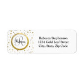 Naam Letter Gold Confetti Monogram Etiket (Voorkant)
