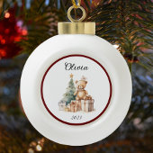Naam Leuke Kerst Teddy Keramische Bal Ornament