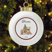 Naam Leuke Kerst Teddy Keramische Bal Ornament
