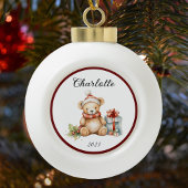 Naam Leuke Kerst Teddy Keramische Bal Ornament