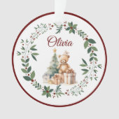 Naam Leuke Teddy Kerstboom Acryl Ornament (voorkant)
