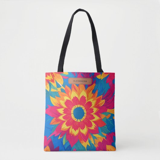  naam Levendige kleuren Stijlvolle bloemen Tote Bag (Voorkant)