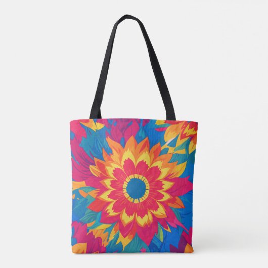  naam Levendige kleuren Stijlvolle bloemen Tote Bag (Achterkant)
