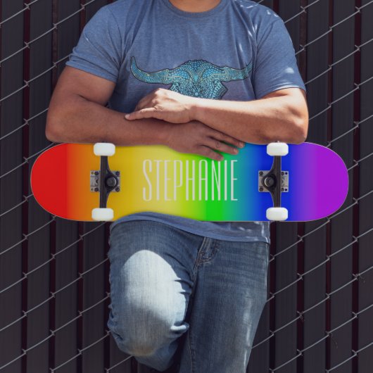 Naam LGBT Rainbow Pride Ombre gradiëntstripes Persoonlijk Skateboard (Buiten 3)