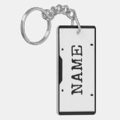  naam Licentie Bord White Black Border Sleutelhanger (Voorkant Links)