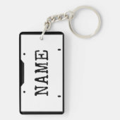  naam Licentie Bord White Black Border Sleutelhanger (achterkant)