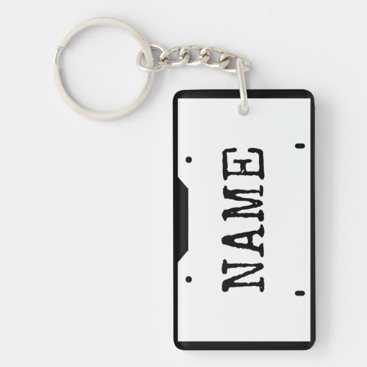  naam Licentie Bord White Black Border Sleutelhanger (Voorkant)