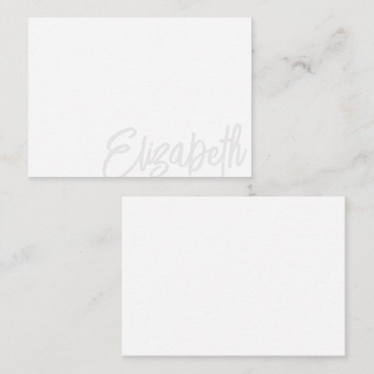 Naam lichte grijze handtekening notitiekaartje (Voorkant / Achterkant)