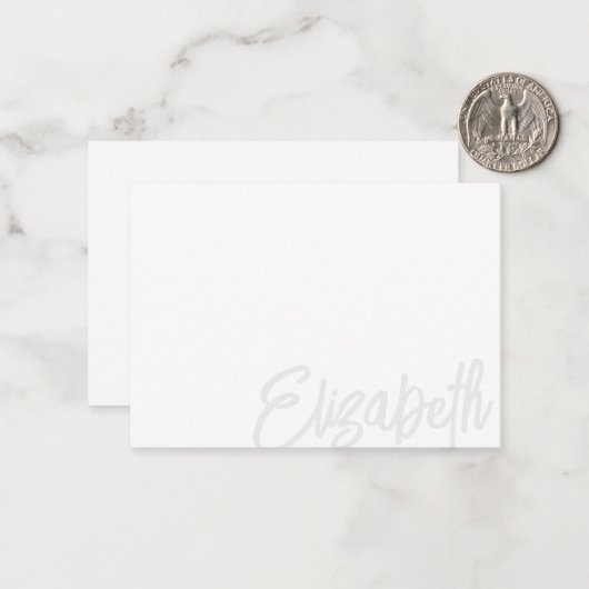 Naam lichte grijze handtekening notitiekaartje (Voorkant / Achterkant in situ)