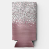 Naam Lichtroze en Silver Glittery Glam Script Seltzer Blikjeskoeler (Achterkant)