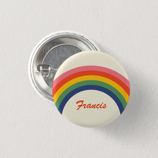Naam  liefdesregenboog ronde button 3,2 cm (Voorkant /achterkant)