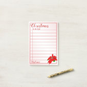 Naam | Lijst van kersttouwen: Red Poinsettia Post-it® Notes (Op bureau)