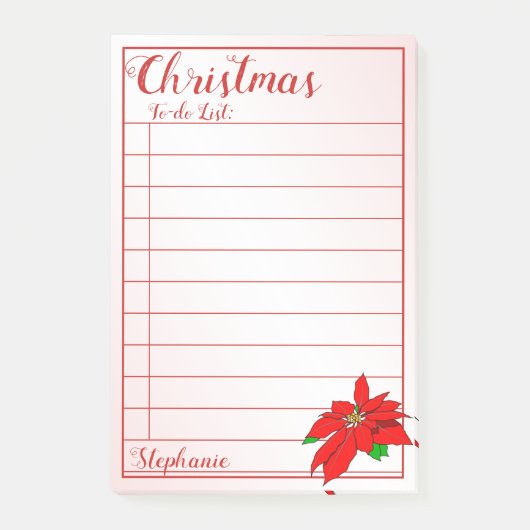 Naam | Lijst van kersttouwen: Red Poinsettia Post-it® Notes (Voorkant)