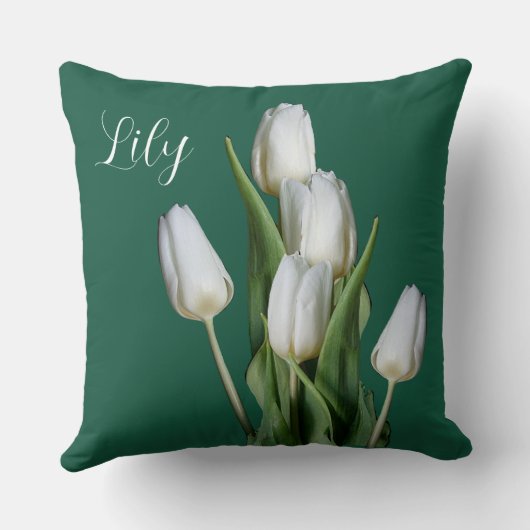  naam Lily  witte tulp bloemig Kussen (Achterkant)