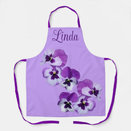  naam Linda  paarse bloemen schattig Schort