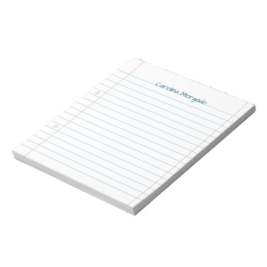 Naam Lined Back School Ruled Paper Teacher Student Notitieblok (Linkerzijde)
