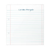 Naam Lined Back School Ruled Paper Teacher Student Notitieblok (Voorkant)