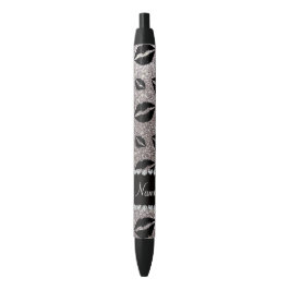 Naam lipstick kisses Silver Glitter Zwarte Inkt Pen