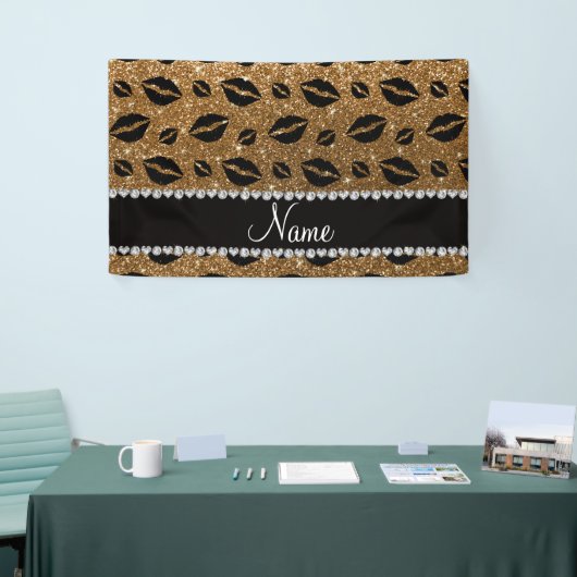 Naam lipstickisses gold glitter spandoek (Beurs)