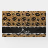 Naam lipstickisses gold glitter spandoek (Horizontaal)