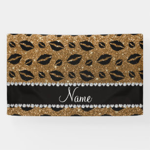 Naam lipstickisses gold glitter spandoek