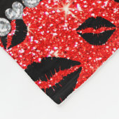 Naam lipstickisses neon red glitter fleece deken (Hoek)