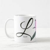  naam Lizzie  roze L monogram Koffiemok (Links)