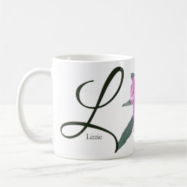 naam Lizzie roze L monogram Koffiemok
