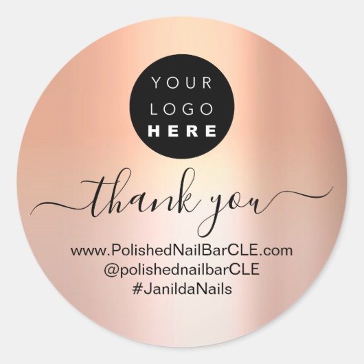 Naam logo Bedankt voor je zakelijke aangepaste Roo Ronde Sticker (Voorkant)