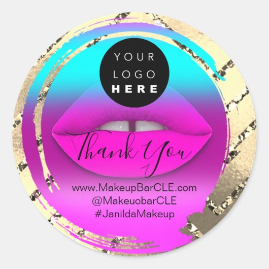 Naam logo bedrijf: Winkelroze kus Lips Ronde Sticker (Voorkant)