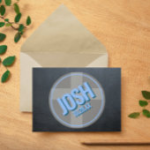 Naam Logo Chalkboard Blauw Bevestiging Dank u Notitiekaartje