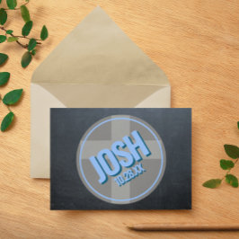 Naam Logo Chalkboard Blauw Bevestiging Dank u Notitiekaartje