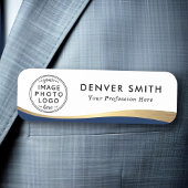 Naam logo: donkerblauwe faux gouden gradiëntnaam naamplaatje