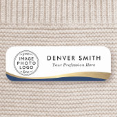 Naam logo: donkerblauwe faux gouden gradiëntnaam naamplaatje