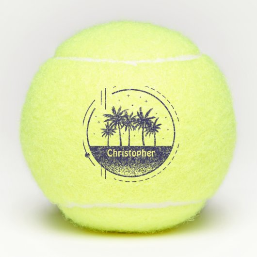 Naam Logo monogram Californische palmboom Tennisballen (Voorkant)
