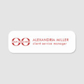 Naam logo Titel White Red Naamplaatje (Voorkant)