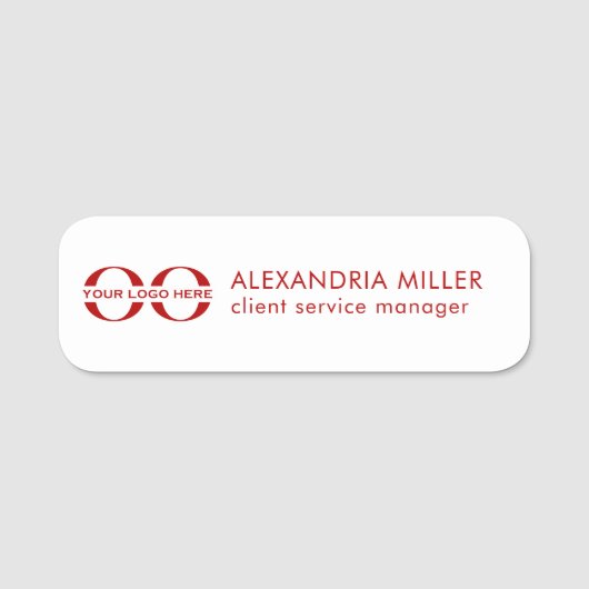 Naam logo Titel White Red Naamplaatje (Voorkant)