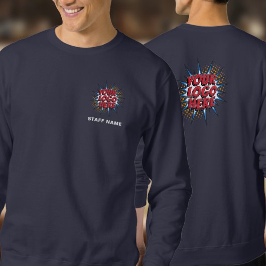 Naam & Logo Upload Sjabloon/Voor & Terug/ Navy Trui