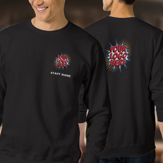 Naam & Logo Upload Sjabloon/Voor & Terug/Zwart Trui